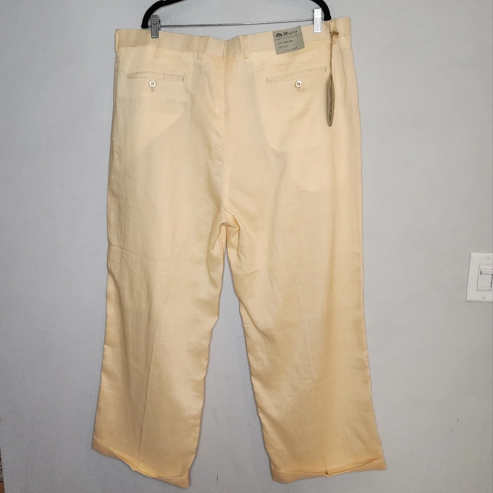 NWT Mojito 100% Linen Yellow Pleated Pants Men's Size‎ 44 (29